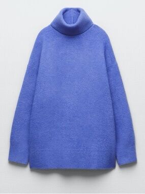 Zara Electric Blue Oversized Turtleneck Sweater